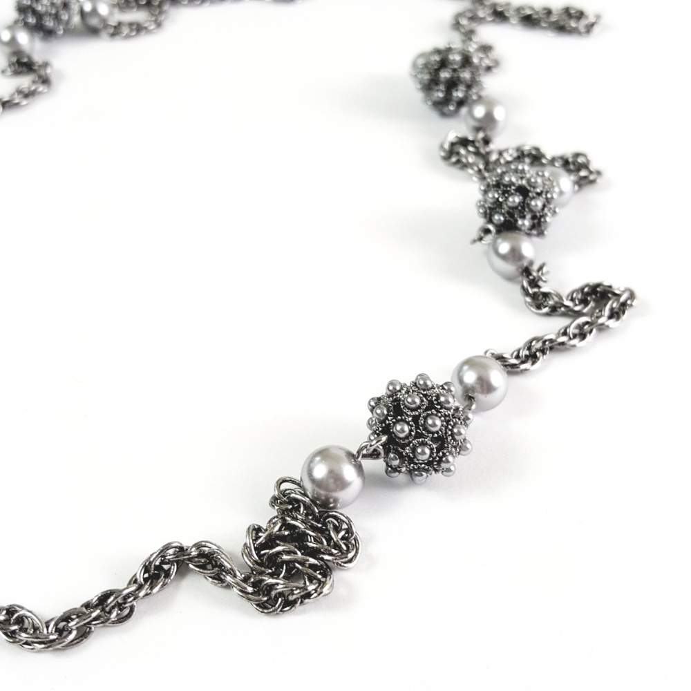 Silver and White Pearl Statement Necklace, NWOT - Picture 5 of 8